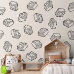 Beżowa tapeta dla dzieci w klocki - BLOCKS