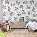 Tapeta na wymiar dla dzieci w klocki - Toy Bricks Klocki, Styl Boho i Skandynawski, Tapeta do pokoju dziecka, Biało-szara