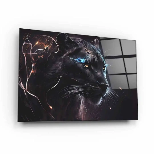 obraz-na-szkle-akrylowym-portret czarnej-pantery-bok.webp
