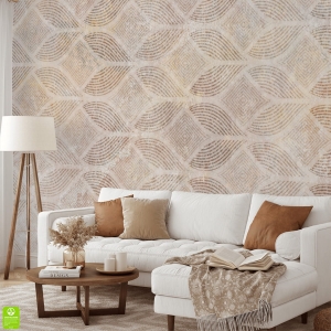 Fototapeta - Betonowa Brązowa Geometria – Nowoczesny Wzór na Wymiar do Salonu i Sypialni, Styl Boho i Loft, Ciepła Tekstura Betonu