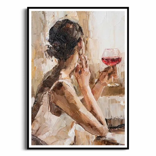 plakat-czarna-ramka-przod-dziewczyna-z-kieliszkiem-wina.webp