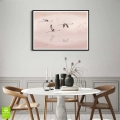 Plakat Lot flamingów czarna ramka w jadalni