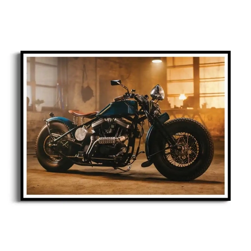 Plakat Klasyczny motocykl w stylu retro czarna ramka
