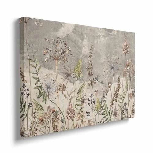 Obraz na płótnie łąka pełna kwiatów w stylu retro bokiem