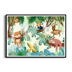 Plakat - Zwierzęta bawiące się na drzewach