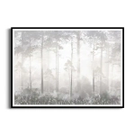Plakat zamglony las – nastrojowy pejzaż leśny w szarościach, dekoracja ścienna do salonu, sypialni lub gabinetu
