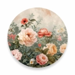 Obraz okrągły szklany - Kwitnący ogród różany, Kraina róż