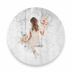 Okrągły obraz szklany Dziewczyna na huśtawce