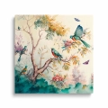 obraz-szklo-kolorowy-las-ptaki-kwadrat.webp