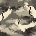fototapeta-zurawie-na-ciemnym-niebie-cranes-in-the-sky-fragment.webp