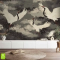 fototapeta-zurawie-na-ciemnym-niebie-cranes-in-the-sky-wnetrze.webp