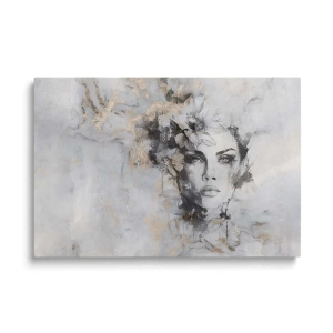 Obraz na szkle - Piękna kobieca twarz z kwiatem