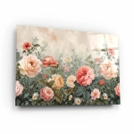 Obraz na szkle akrylowym - Kwitnący ogród różany - Kraina róż