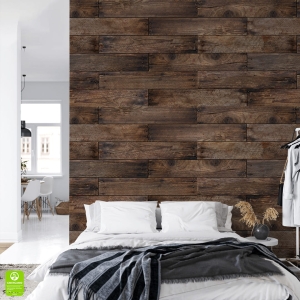 Tapeta Rustykalne Drewno na Wymiar – Ciemne Deski do Sypialni i Salonu – Styl  Vintage, Loft