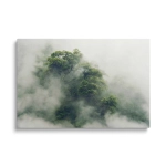 Obraz na szkle „Zamglone korony drzew” – nastrojowy krajobraz leśny do salonu, sypialni lub biura, styl skandynawski i nowoczesny