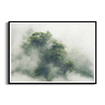 Plakat na ścianę „Zamglone korony drzew” – nastrojowy krajobraz leśny do salonu, sypialni lub biura (z ramą lub bez, styl skandynawski i nowoczesny)