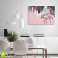 Obraz na płótnie flamingi na tle tropikalnej roślinności decorlabs