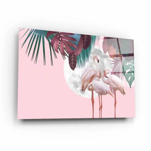 obraz-na-szkle-akrylowym-piekne-flamingi-na-tle-ksiezyca-i-tropikalnej-roslinnosci-bok.webp
