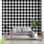 Tapeta na wymiar: Pepitka Black & White – Geometryczny Wzór Czarno-Biały, Ponadczasowa Elegancja, Styl Vintage do Sypialni, Biura i Gabinetu