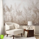 Fototapeta na wymiar – beżowa trawa pampasowa na wietrze, styl boho w naturalnych tonacjach, idealna do salonu lub sypialni