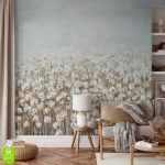 Fototapeta na wymiar – botaniczna łąka w beżowych odcieniach, delikatny wzór roślinny w stylu boho, idealna do salonu lub sypialni