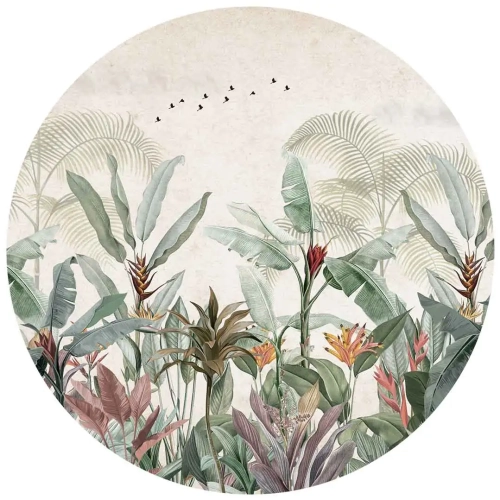 Fototapeta okrągła - Egzotyczny pejzaż - Roślinność dżungli przod.webp