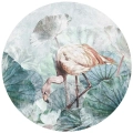 Fototapeta okrągła-Flamingo otulony kwiatami- przod.webp