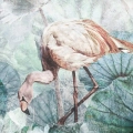 Fototapeta okrągła-Flamingo otulony kwiatami- fragment.webp