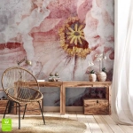 Fototapeta na wymiar „Czerwony kwiat na betonie” – kwiatowy motyw na surowym tle do salonu lub sypialni, styl industrialny i nowoczesny