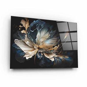 Obraz na szkle akrylowym - Baśniowy kwiat w stylu glamour na ciemnym tle