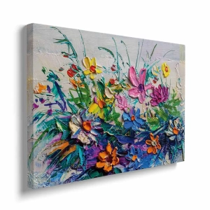 Obraz na płótnie - Ekspresyjne kolorowe kwiaty namalowane techniką impasto