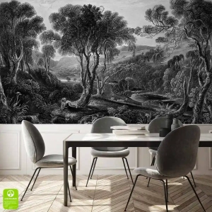 Fototapeta na wymiar Mural - Las retro - Tajemniczy leśny zakątek