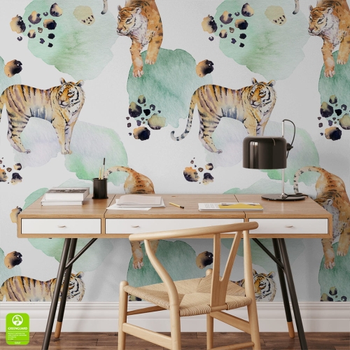 tapeta w tygrysy na zielonym tle