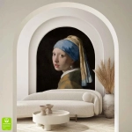 Fototapeta na wymiar - Dziewczyna z perłą - Johannes Vermeer - Reprodukcja - tapeta artystyczna do sypialni lub salonu