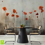 Fototapeta na wymiar - Czerwone maki - nowoczesna tapeta w kwiaty, idealna do salonu lub sypialni