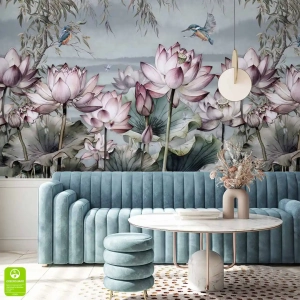 Fototapeta na wymiar – kwiaty lotosu na wodzie, styl zen, do sypialni lub salonu, wysoka jakość druku