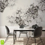 Fototapeta na wymiar – artystyczny szkic kwiatów 3D na jasnym tle, minimalistyczna i elegancka dekoracja do salonu i sypialni, wysoka jakość druku