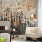 Fototapeta na wymiar - Żółte żonkile na przetartym tle - tapeta na ścianę, winylowa na flizelinie