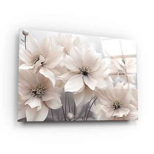 Obraz na szkle akrylowym - Kwiaty w kolorze kremowym