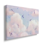 Obraz na płótnie - Jaskółki na tle kolorowego nieba