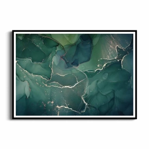 Plakat - Zielone abstrakcyjne fale