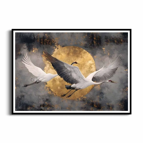 plakat-czarna-ramka-phoenix-lecacy-nad-zlotym-ksiezycem-przod.webp