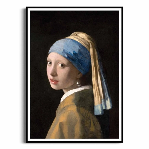 Plakat - Dziewczyna z perłą - Johannes Vermeer  czarna ramka