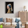 Plakat - Dziewczyna z perłą - Johannes Vermeer  czarna ramka w pokoju