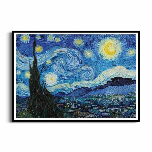 Plakat Vincent Van Gogh Gwiaździsta noc reprodukcja czarna ramka