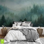 Fototapeta na wymiar - Akwarelowy las 3d - tapeta na ścianę do sypialni, winylowa na flizelinie