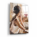 Obraz na szkle akrylowym - Chwila wytchnienia z kieliszkiem wina