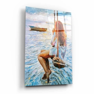 Obraz na szkle akrylowym - Dziewczyna na huśtawce