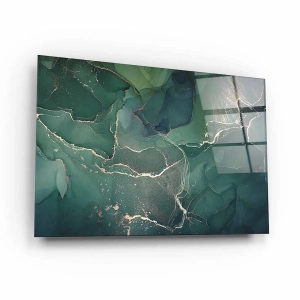 Obraz na szkle akrylowym - Zielone abstrakcyjne fale