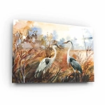 Obraz na szkle akrylowym - Czaple na tle jesiennego krajobrazu